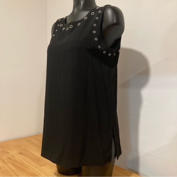 Calvin Klein Black Tank Top with Silver Tone Grommets - Picture 2 of 15